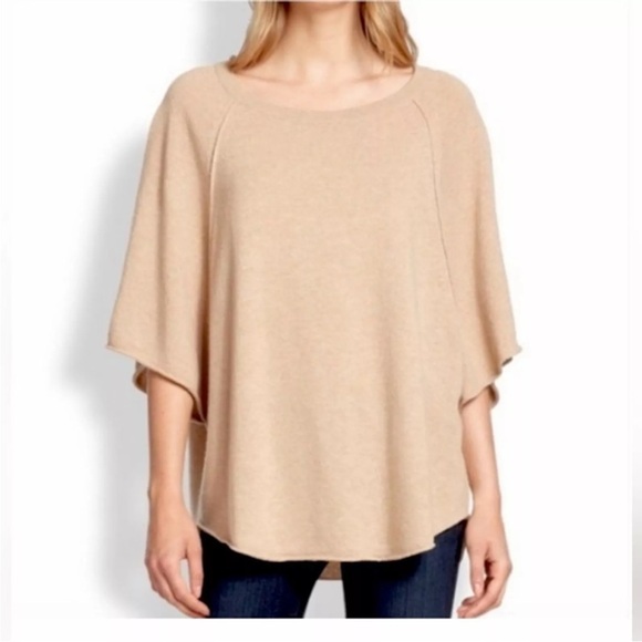 Joie Cashmere Wool Poncho Sweater in Camel
